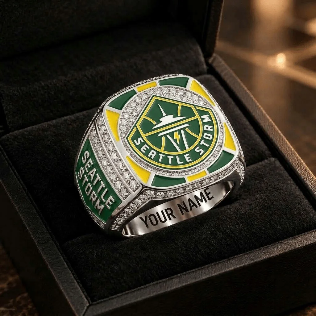 Seattle Storm WNBA Championship Ring Custom Engraved Basketball Fan Jewelry 1 Seattle Storm WNBA Championship Ring Custom Engraved Basketball Fan Jewelry