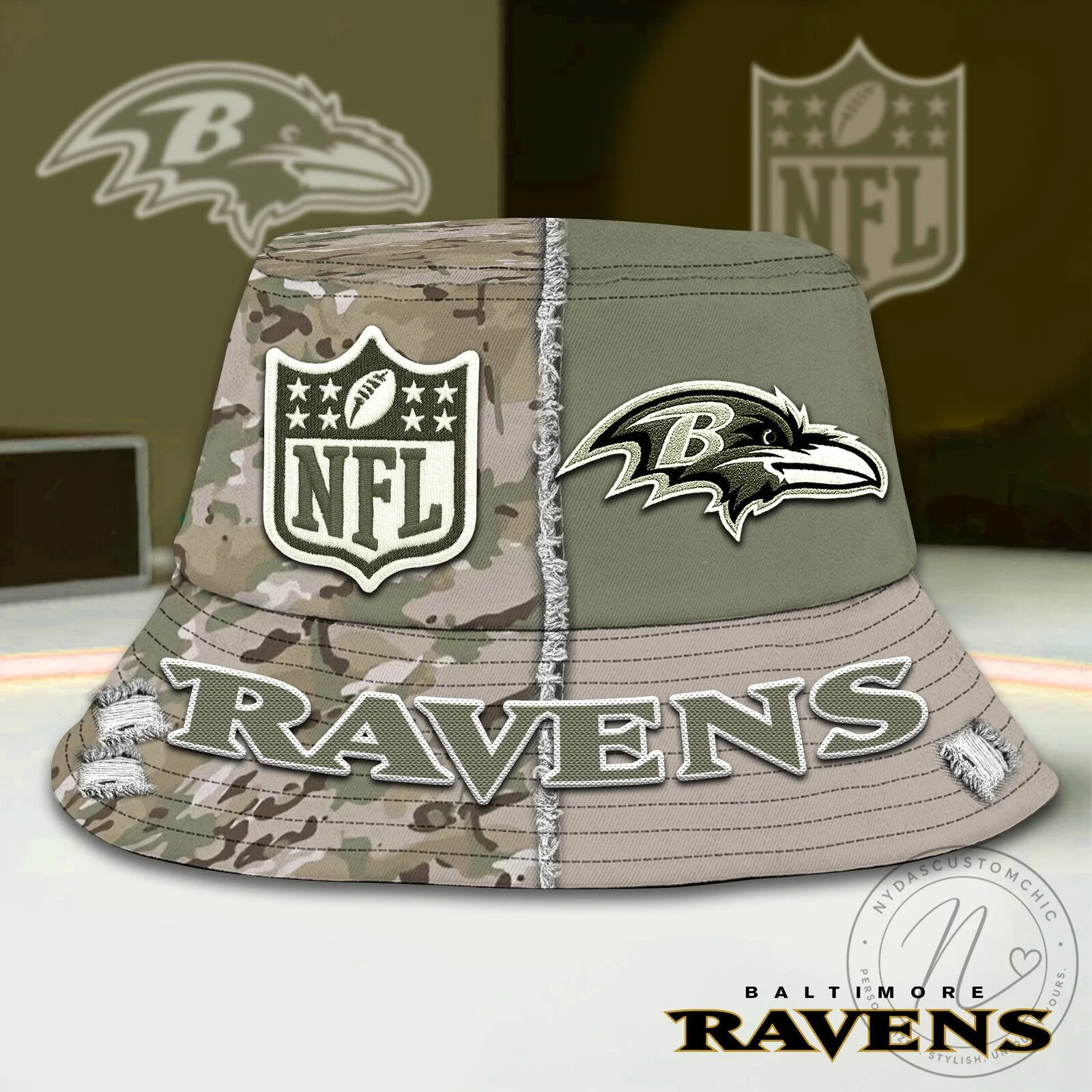 Baltimore Ravens National Football League Camouflage Bucket Hat 2 Baltimore Ravens National Football League Camouflage Bucket Hat