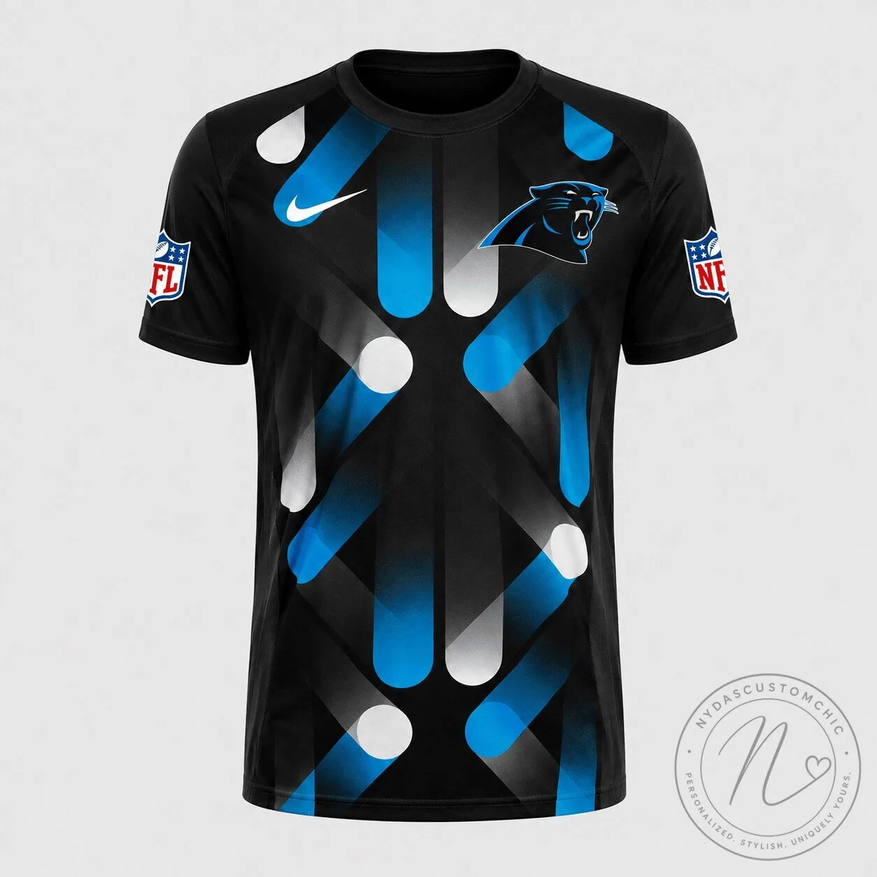 Carolina Panthers NFL Football Team Black and Blue All-Over Print Performance T-Shirt 1 Carolina Panthers NFL Football Team Black and Blue All-Over Print Performance T-Shirt