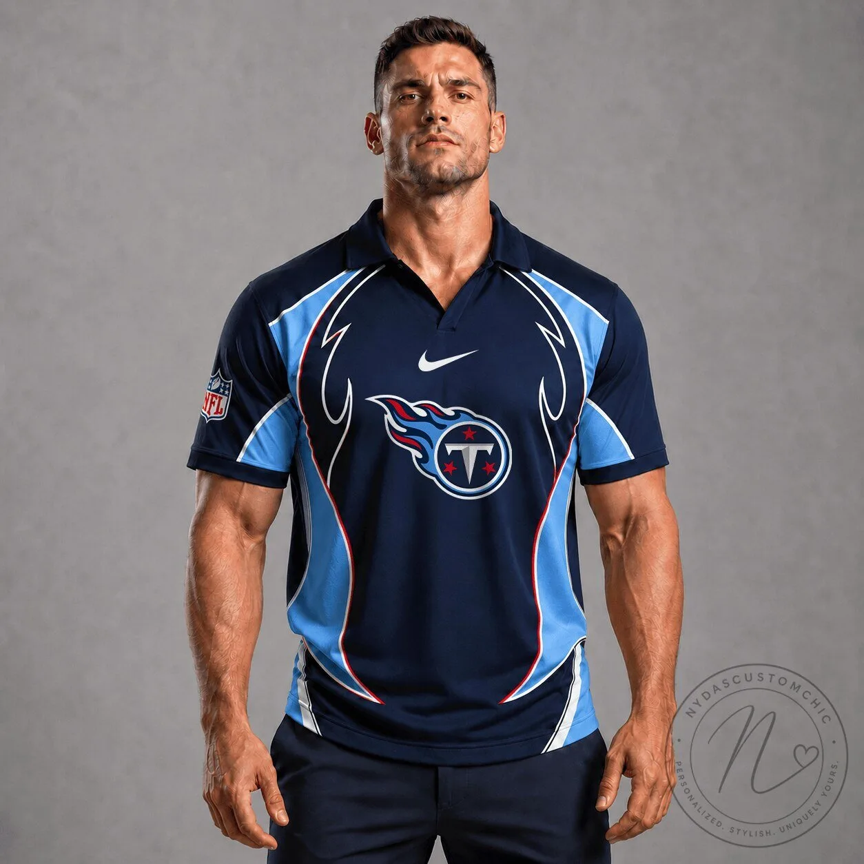 Tennessee Titans NFL Football Team Custom Personalized Polo Shirt