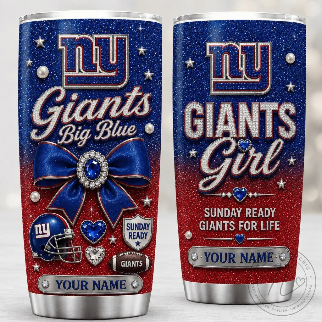 New York Giants Personalized Glitter Pattern Stainless Steel Tumbler New York Giants Personalized Glitter Pattern Stainless Steel Tumbler
