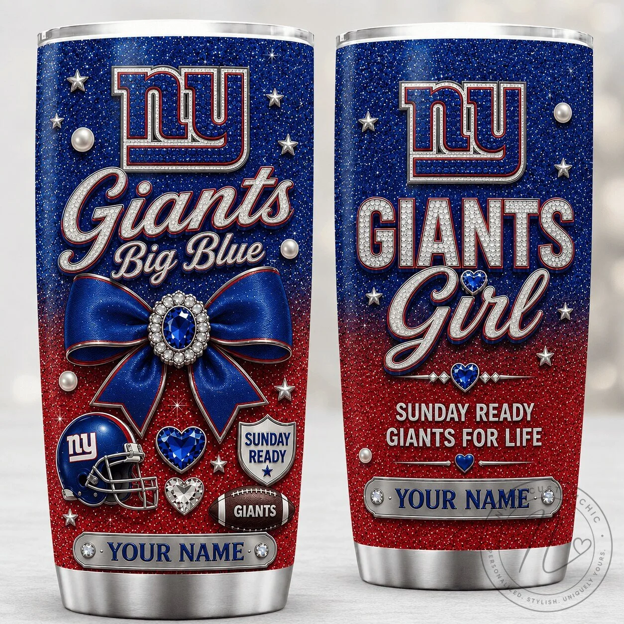 New York Giants Personalized Glitter Pattern Stainless Steel Tumbler 2 New York Giants Personalized Glitter Pattern Stainless Steel Tumbler