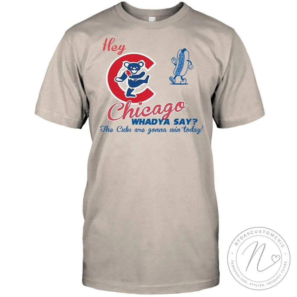 Chicago Cubs Baseball Grateful Dead Dancing Bear Hey Chicago Whadya Say T-Shirt