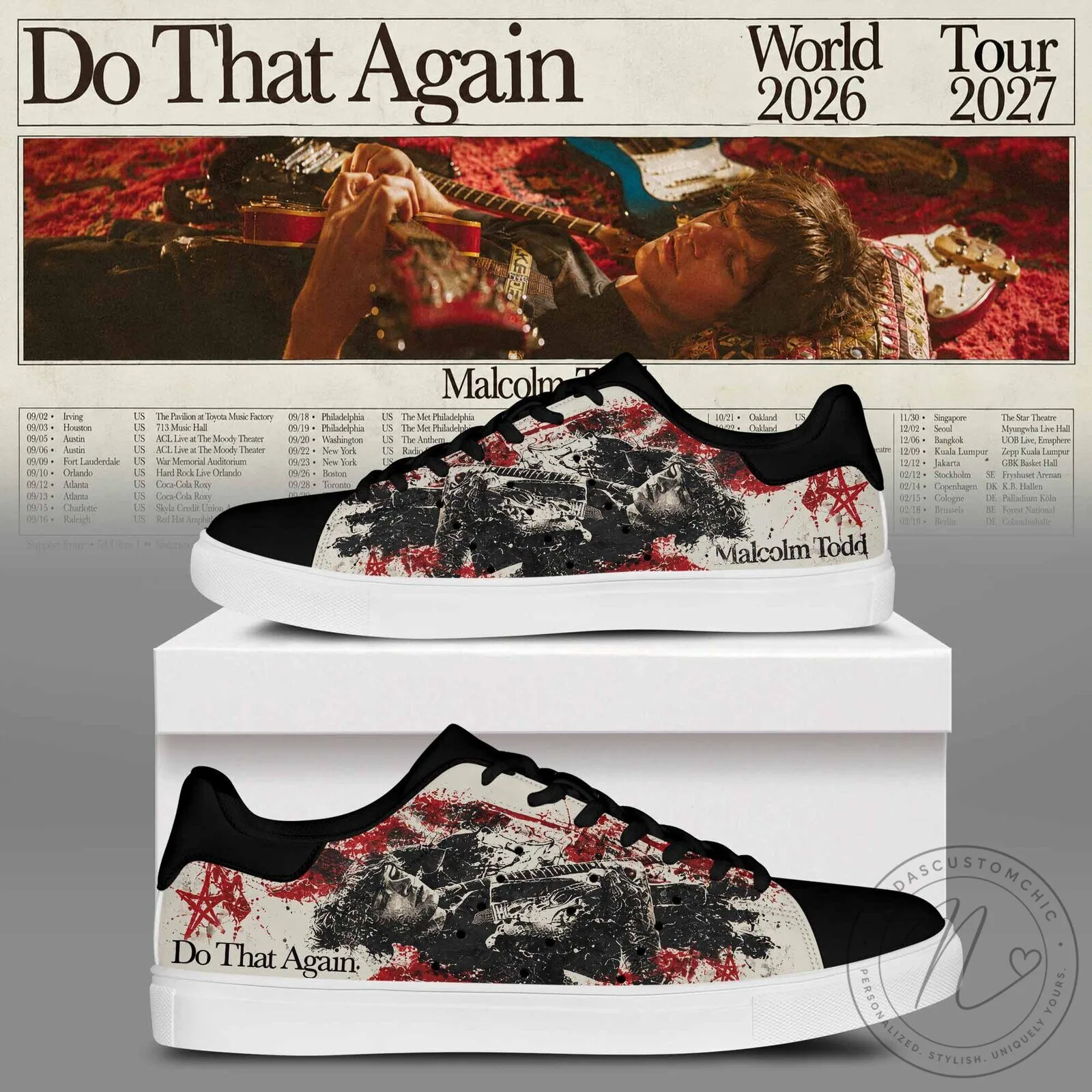 Shoes for Malcolm Todd's Do That Again World Tour 2026-2027 1 Shoes for Malcolm Todd's Do That Again World Tour 2026-2027