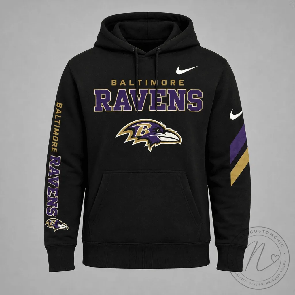 Baltimore Ravens NFL Football Team Logo Black Pullover Hoodie Baltimore Ravens NFL Football Team Logo Black Pullover Hoodie