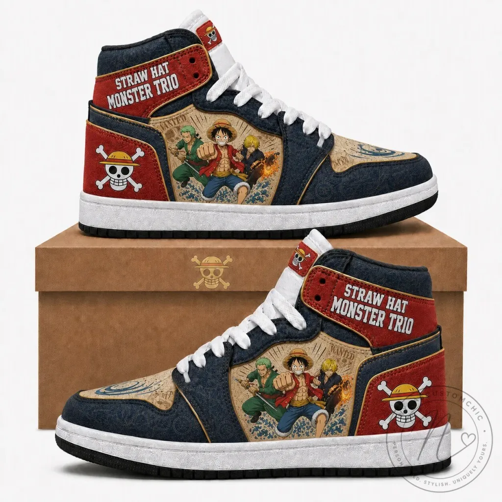 One Piece Straw Hat Monster Trio Fan High Top Sneakers 36 One Piece Straw Hat Monster Trio Fan High Top Sneakers