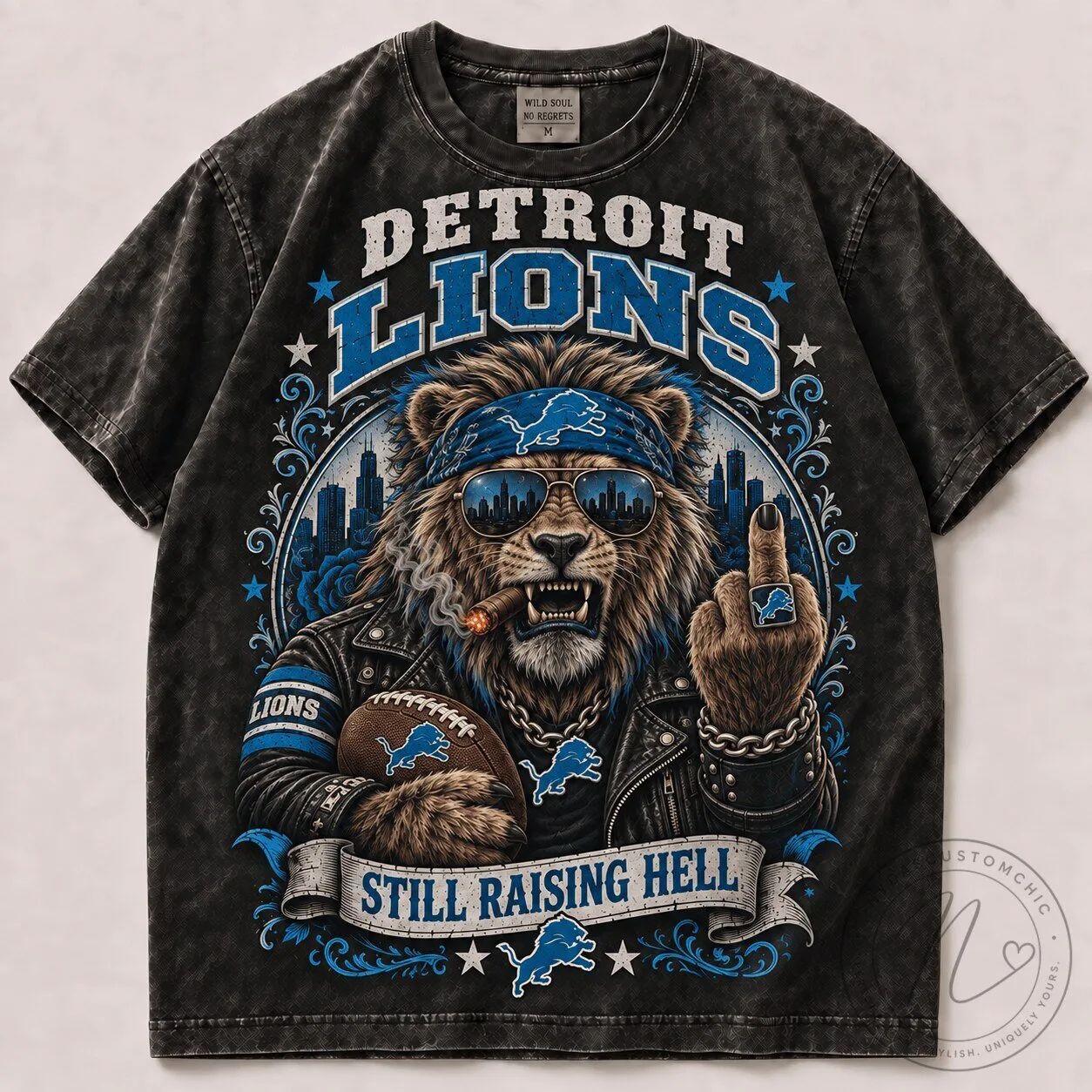 Detroit Lions Fan Still Raising Hell Vintage Washed T-Shirt