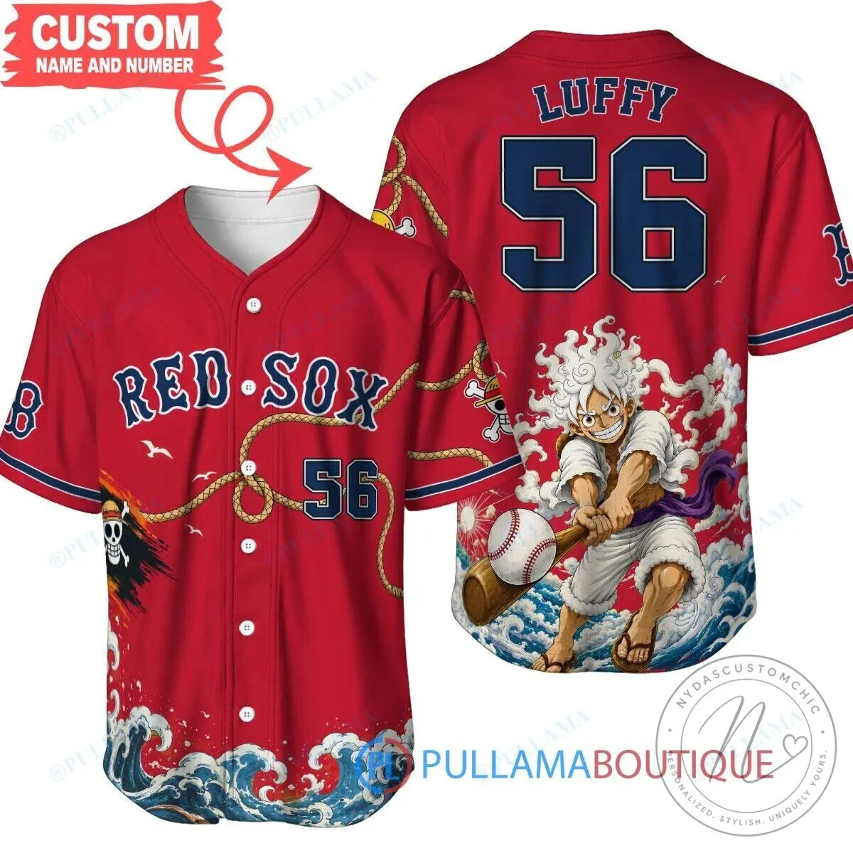 Boston Red Sox Baseball Luffy Gear 5 Custom Baseball Jersey
