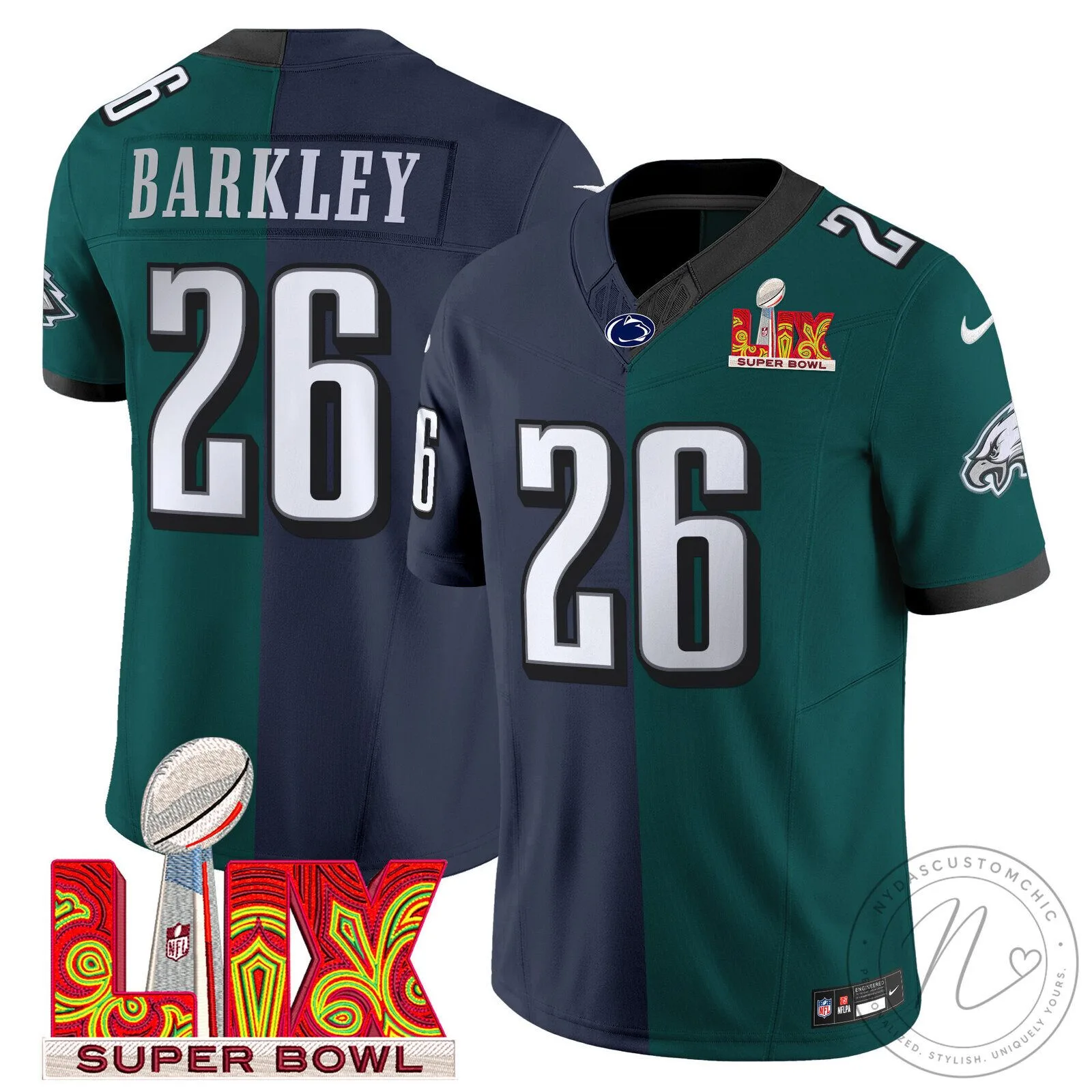 Philadelphia Football Saquon Barkley Super Bowl LIX Commemorative Jersey 2 Philadelphia Football Saquon Barkley Super Bowl LIX Commemorative Jersey