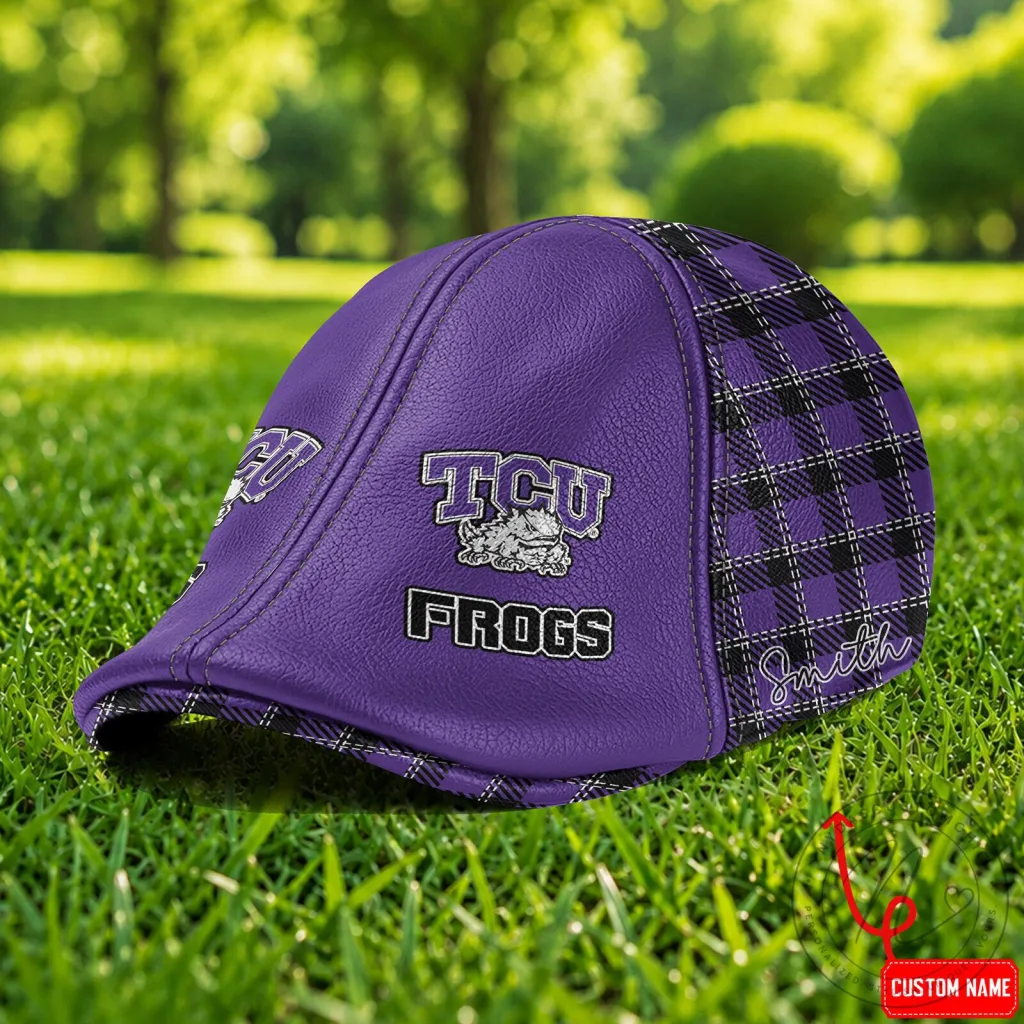 TCU Horned Frogs NCAA Purple Plaid Custom Name Ivy Cap Hat TCU Horned Frogs NCAA Purple Plaid Custom Name Ivy Cap Hat