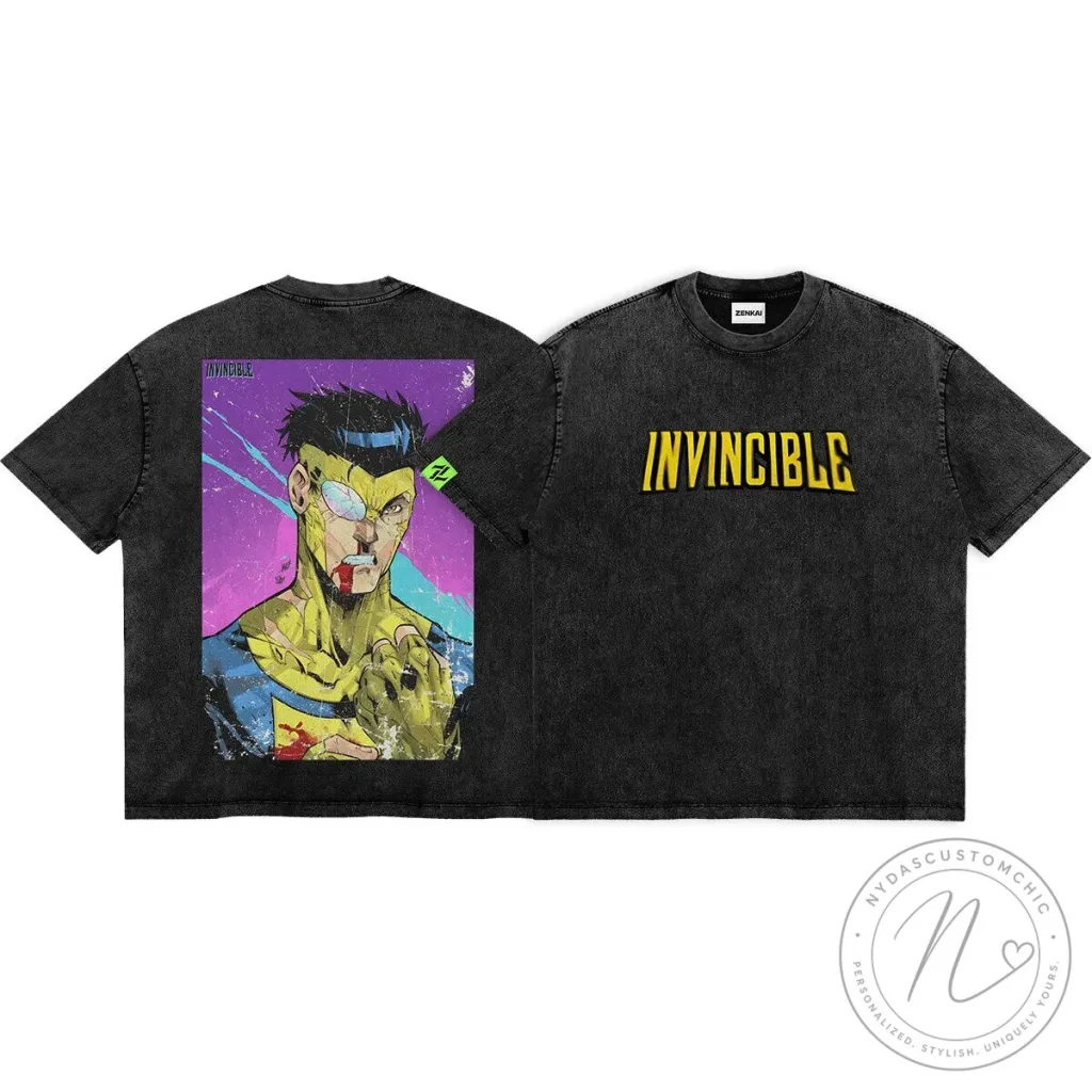 Invincible Multiverse Madness Comic Book Character Graphic Washed T-Shirt Invincible Multiverse Madness Comic Book Character Graphic Washed T-Shirt