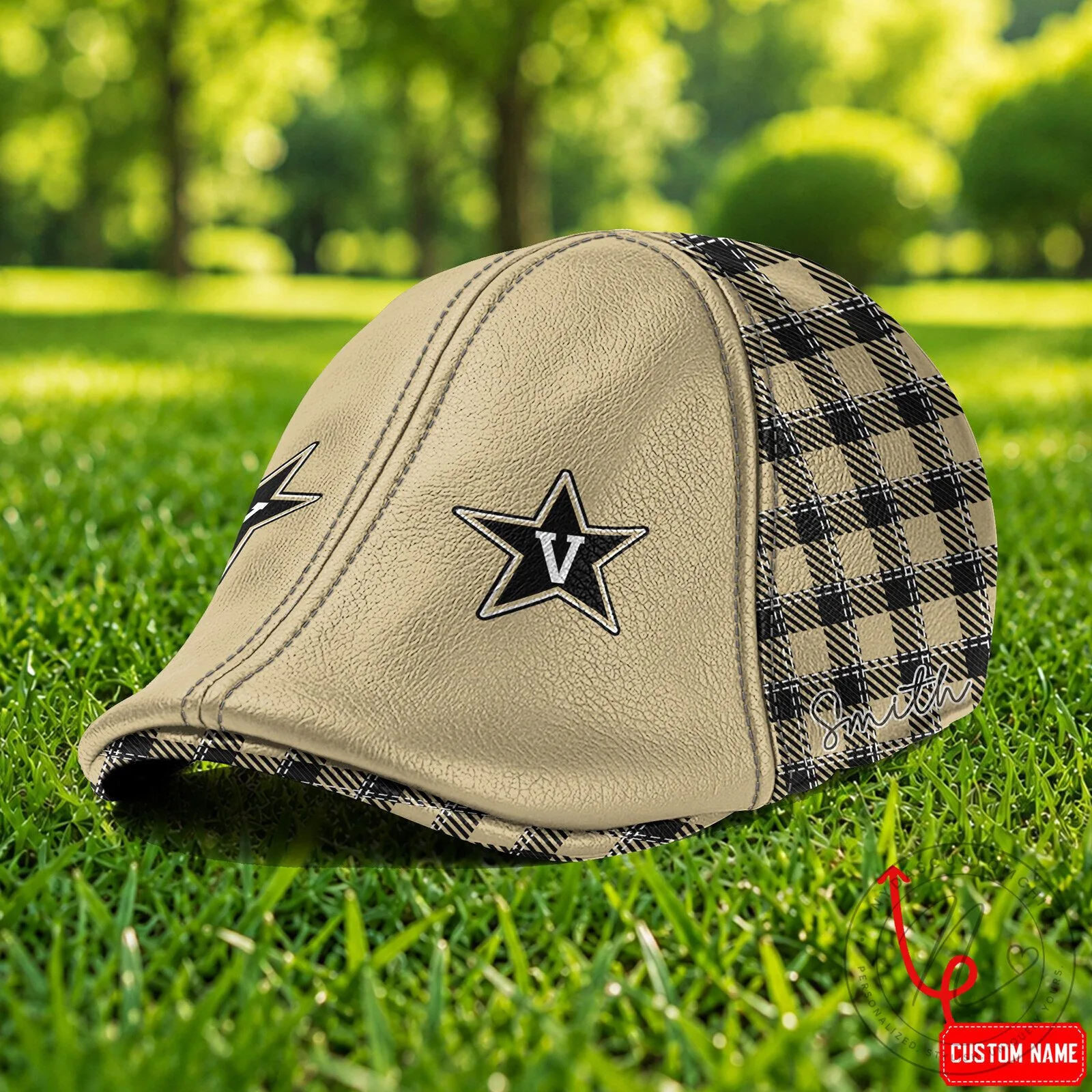 Vanderbilt Commodores NCAA Custom Name Plaid Ivy Cap Flat Hat