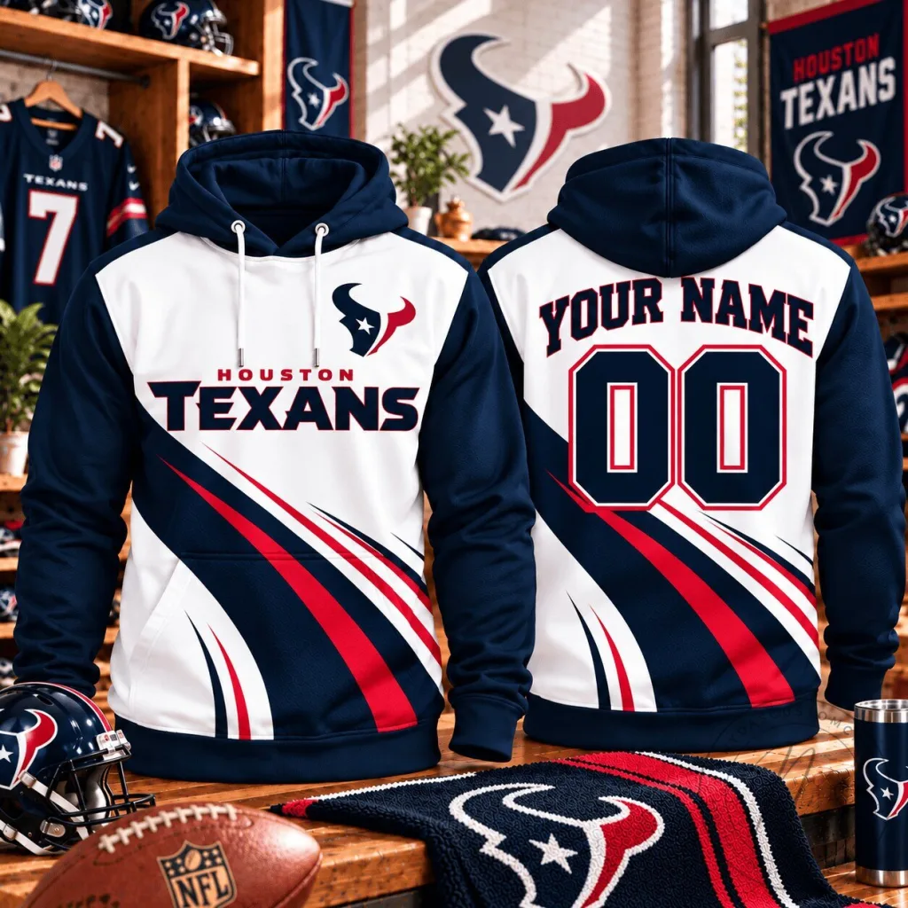 Houston Texans Custom Name and Number NFL Football Team Fan Hoodie 11 Houston Texans Custom Name and Number NFL Football Team Fan Hoodie
