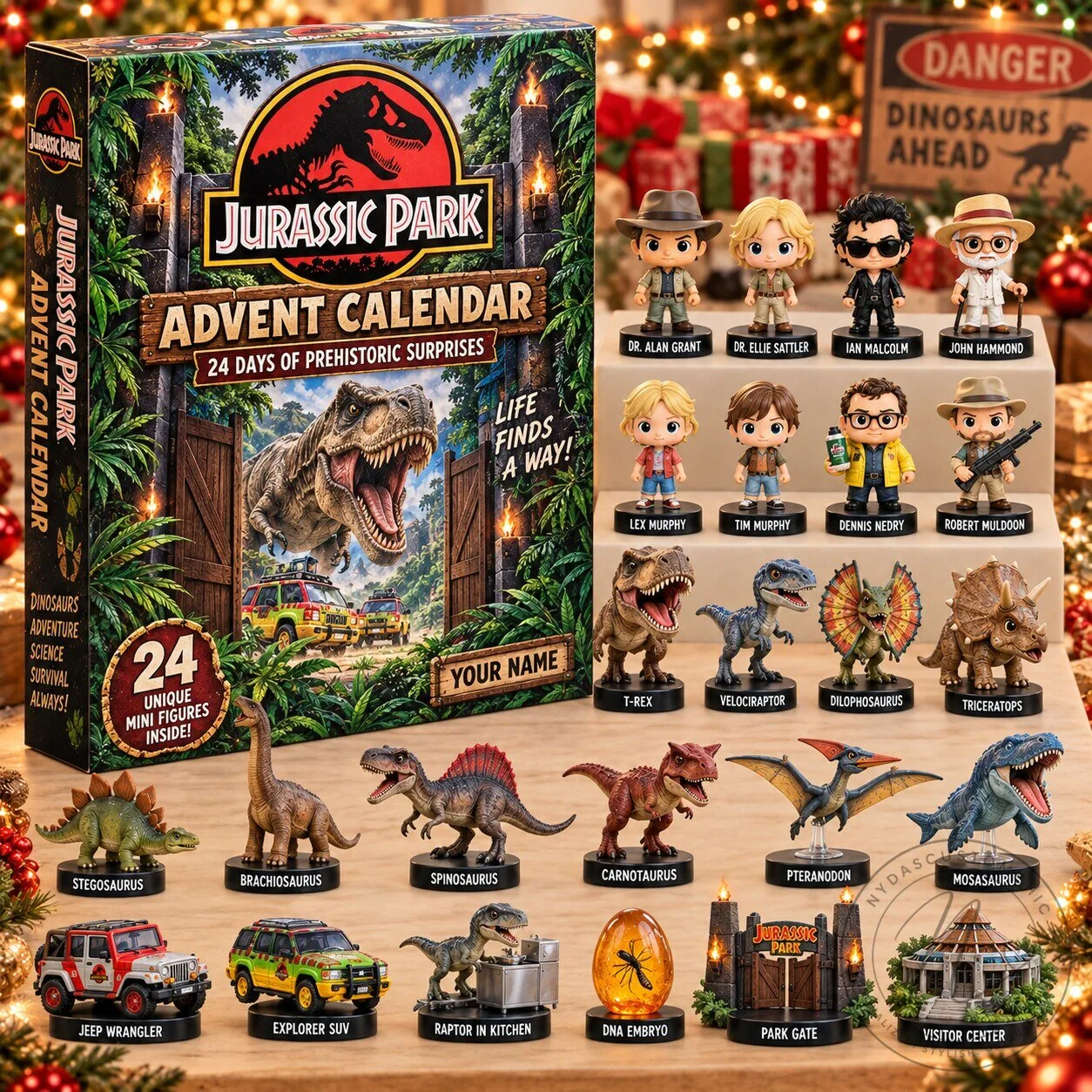 Jurassic Park Advent Calendar with 24 Mini Figures and Dinosaurs