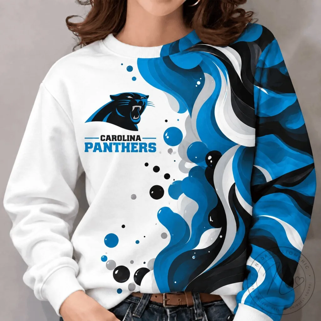Carolina Panthers NFL Team Color Vibrant Tide Series Crewneck Sweatshirt Carolina Panthers NFL Team Color Vibrant Tide Series Crewneck Sweatshirt