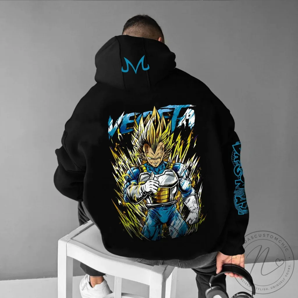 Dragon Ball Z Vegeta Super Saiyan Blue Anime Graphic Black Hoodie Dragon Ball Z Vegeta Super Saiyan Blue Anime Graphic Black Hoodie
