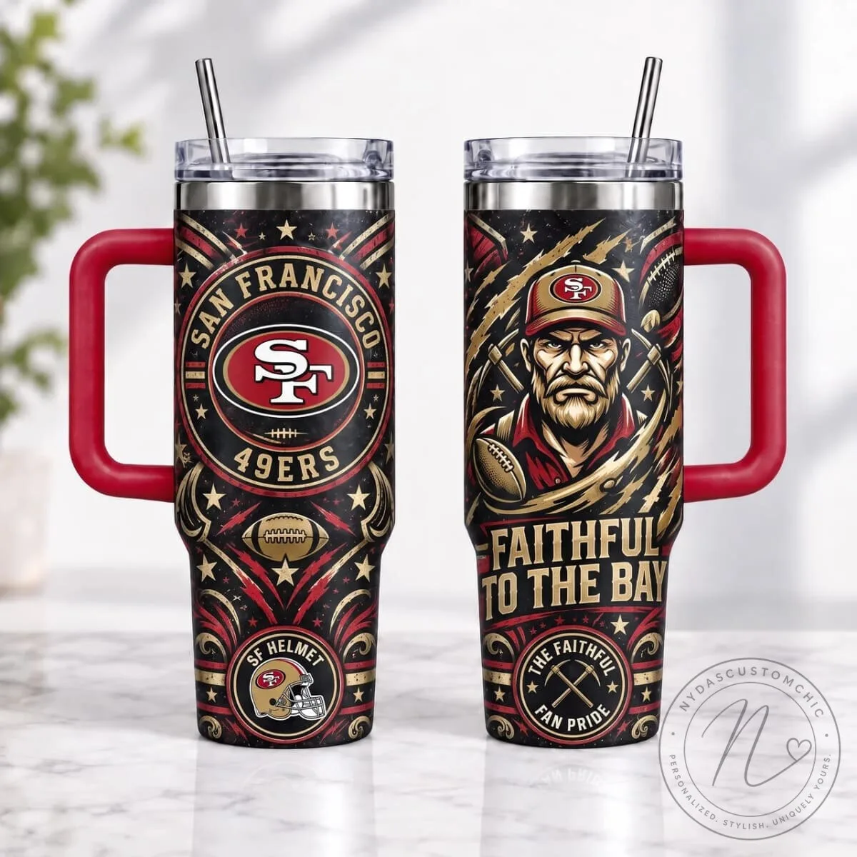 San Francisco 49ers Football Team 40oz Tumbler with Handle 1 San Francisco 49ers Football Team 40oz Tumbler with Handle