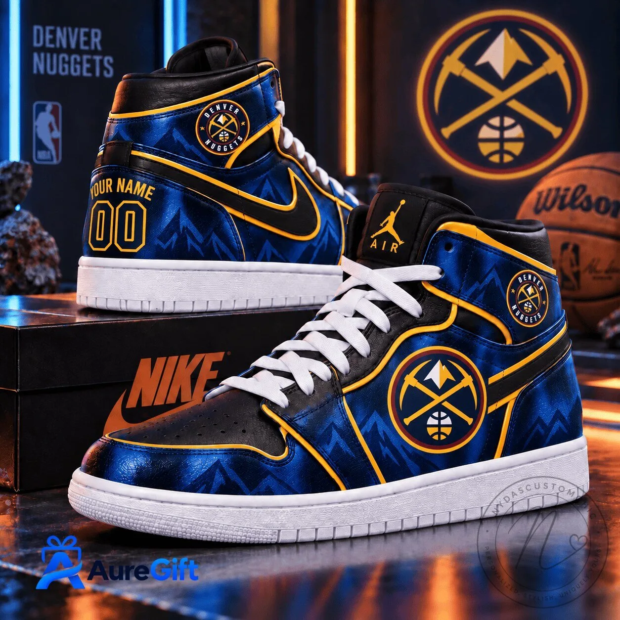 Denver Nuggets National Basketball Association Personalized Air Jordan Shoes