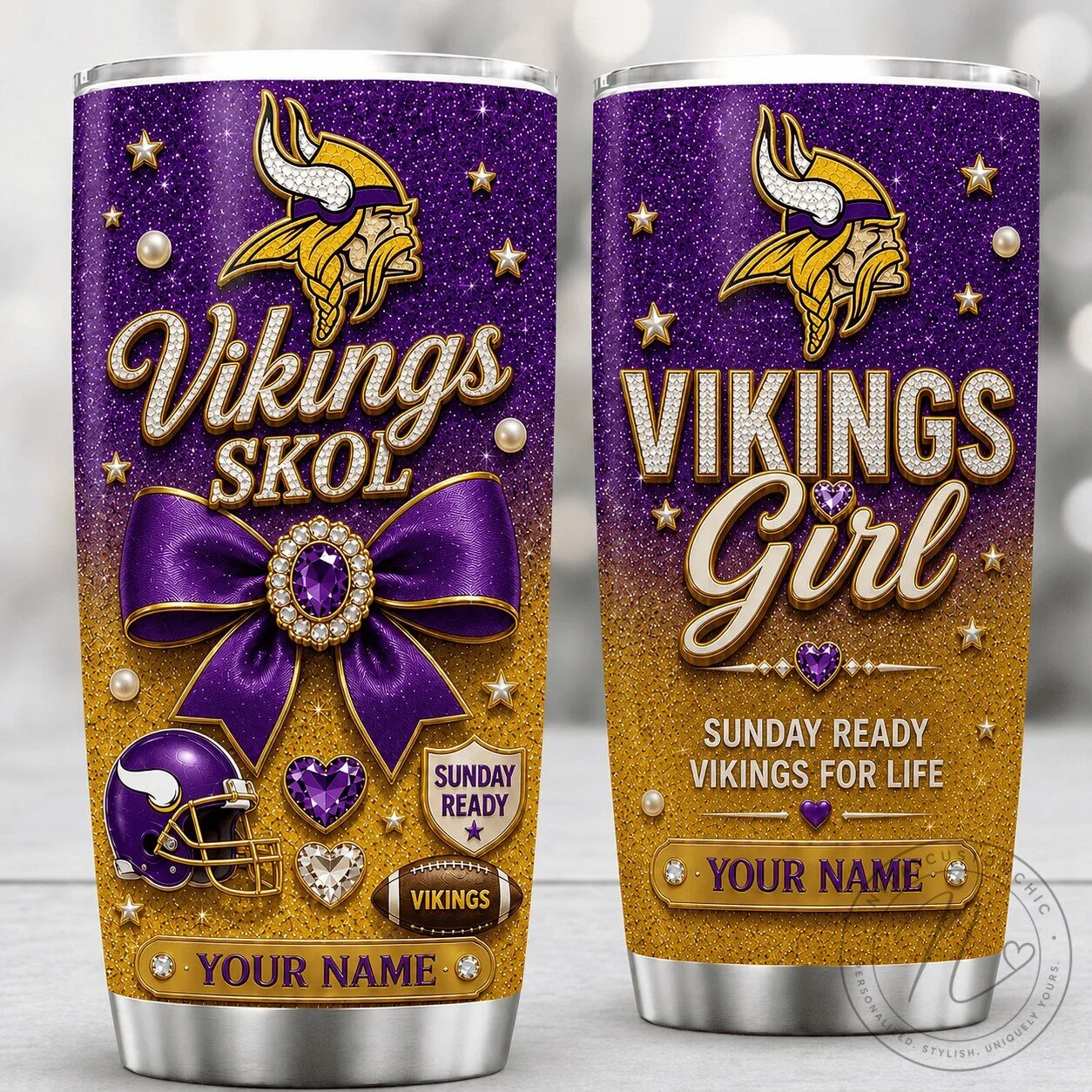 Minnesota Vikings Football Team Personalized Glitter Tumbler 5 Minnesota Vikings Football Team Personalized Glitter Tumbler