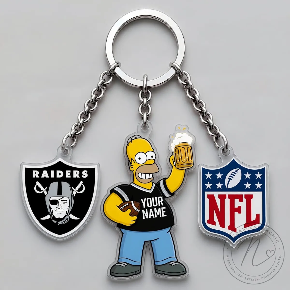 Las Vegas Raiders Homer Simpson NFL Football Keychain 1 Las Vegas Raiders Homer Simpson NFL Football Keychain