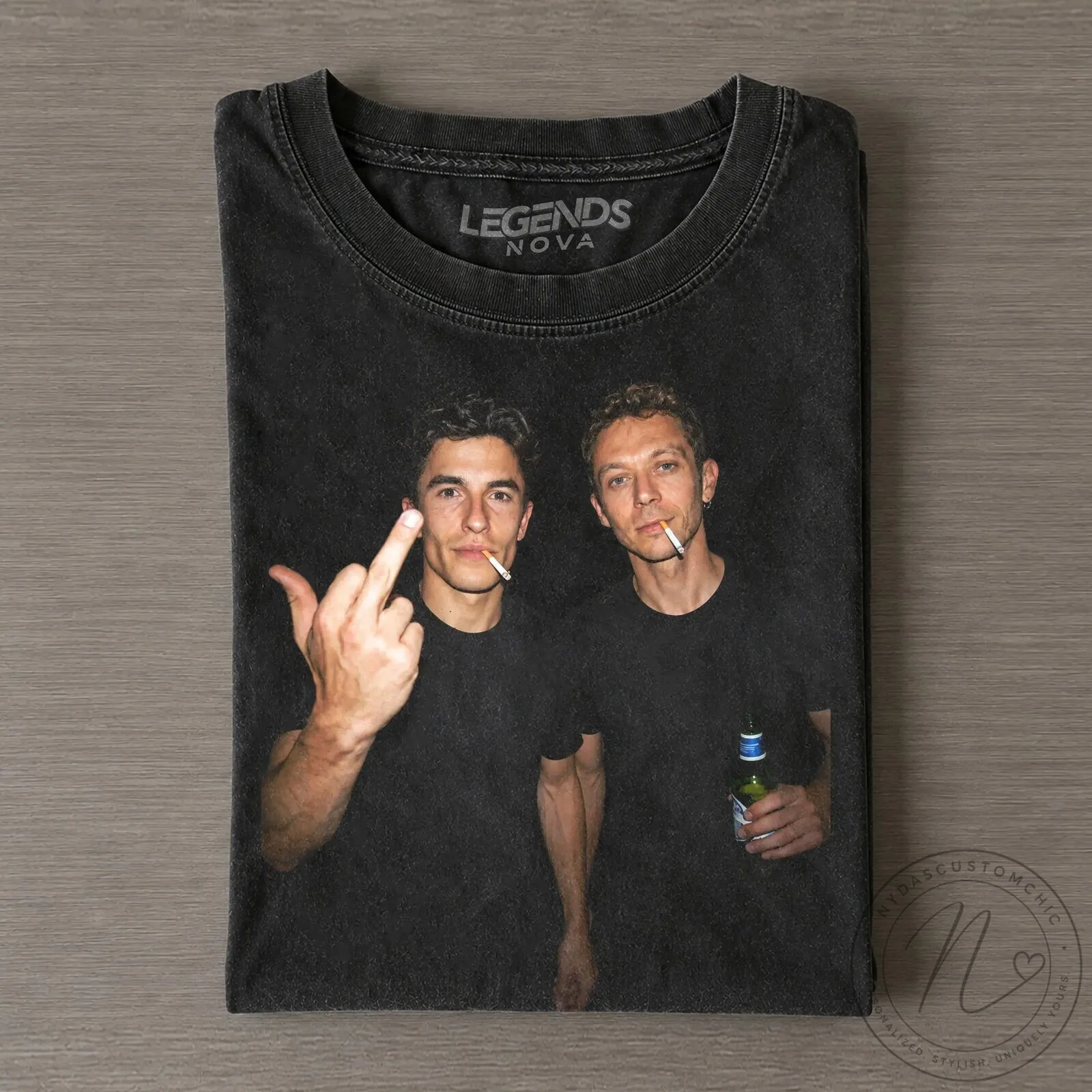 Valentino Rossi and Marc Marquez Legends Nova Graphic T-Shirt 1 Valentino Rossi and Marc Marquez Legends Nova Graphic T-Shirt