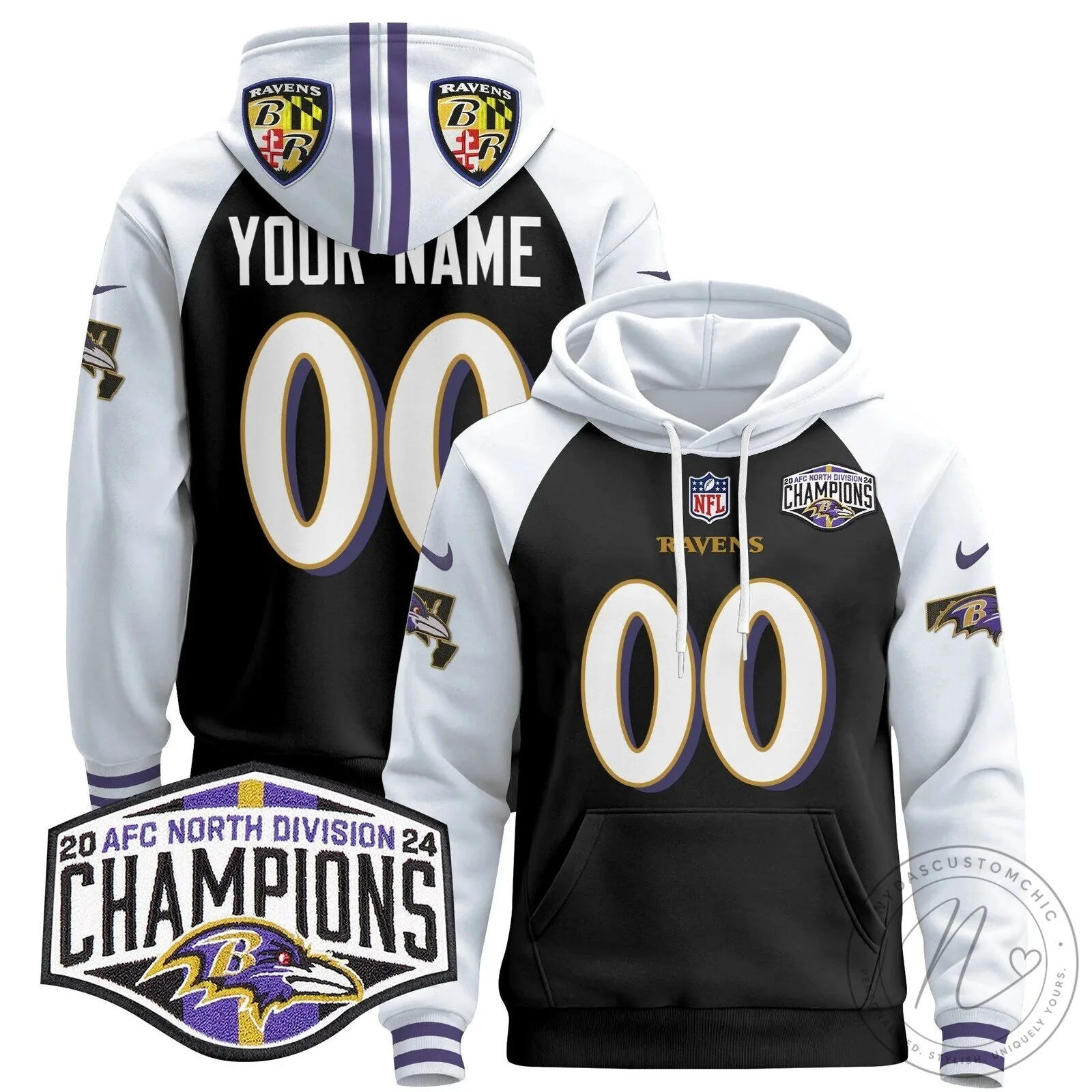 Custom Hoodie for 2024 AFC North Division Champions - Baltimore Ravens
