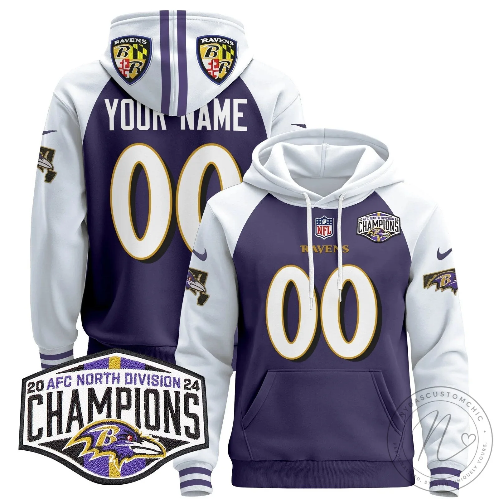 Custom Hoodie for 2024 AFC North Division Champions - Baltimore Ravens 10 Custom Hoodie for 2024 AFC North Division Champions - Baltimore Ravens