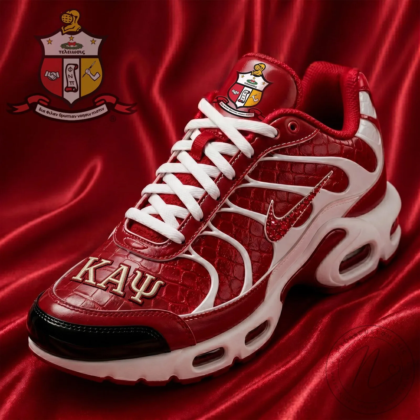 Alpha Kappa Alpha Sorority Red Crocodile Print Sport Shoes