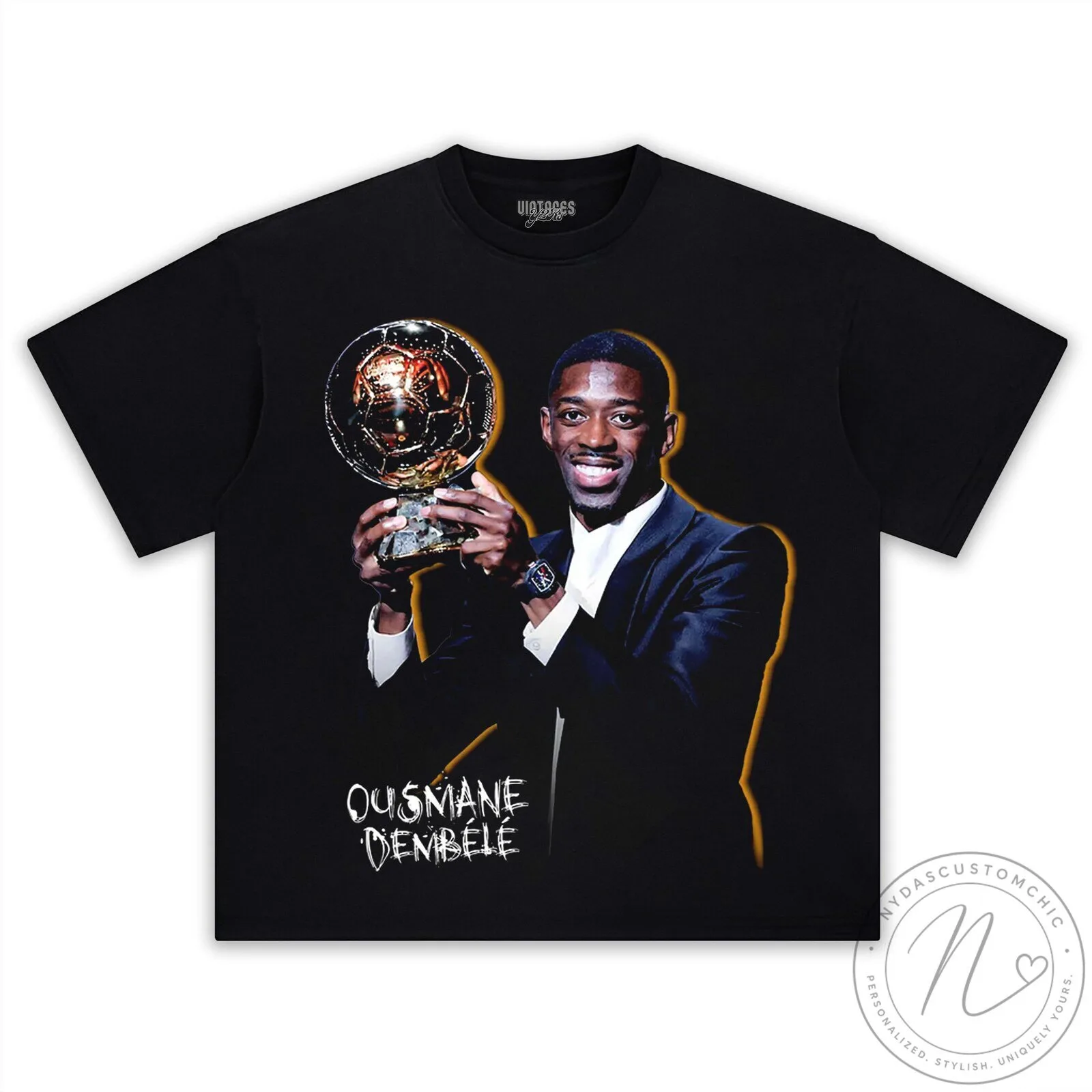 Ousmane Dembele Ballon d'Or Football Champion Black T-Shirt