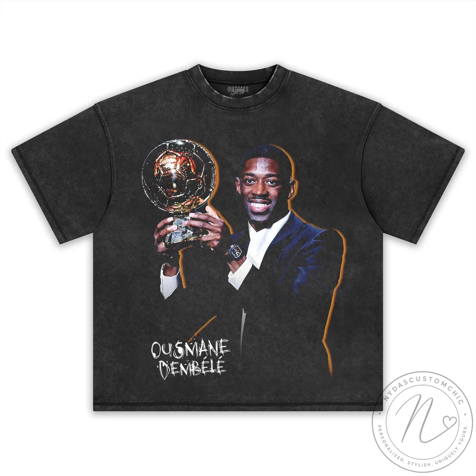 Ousmane Dembele Ballon d'Or Football Champion Black T-Shirt 21 Ousmane Dembele Ballon d