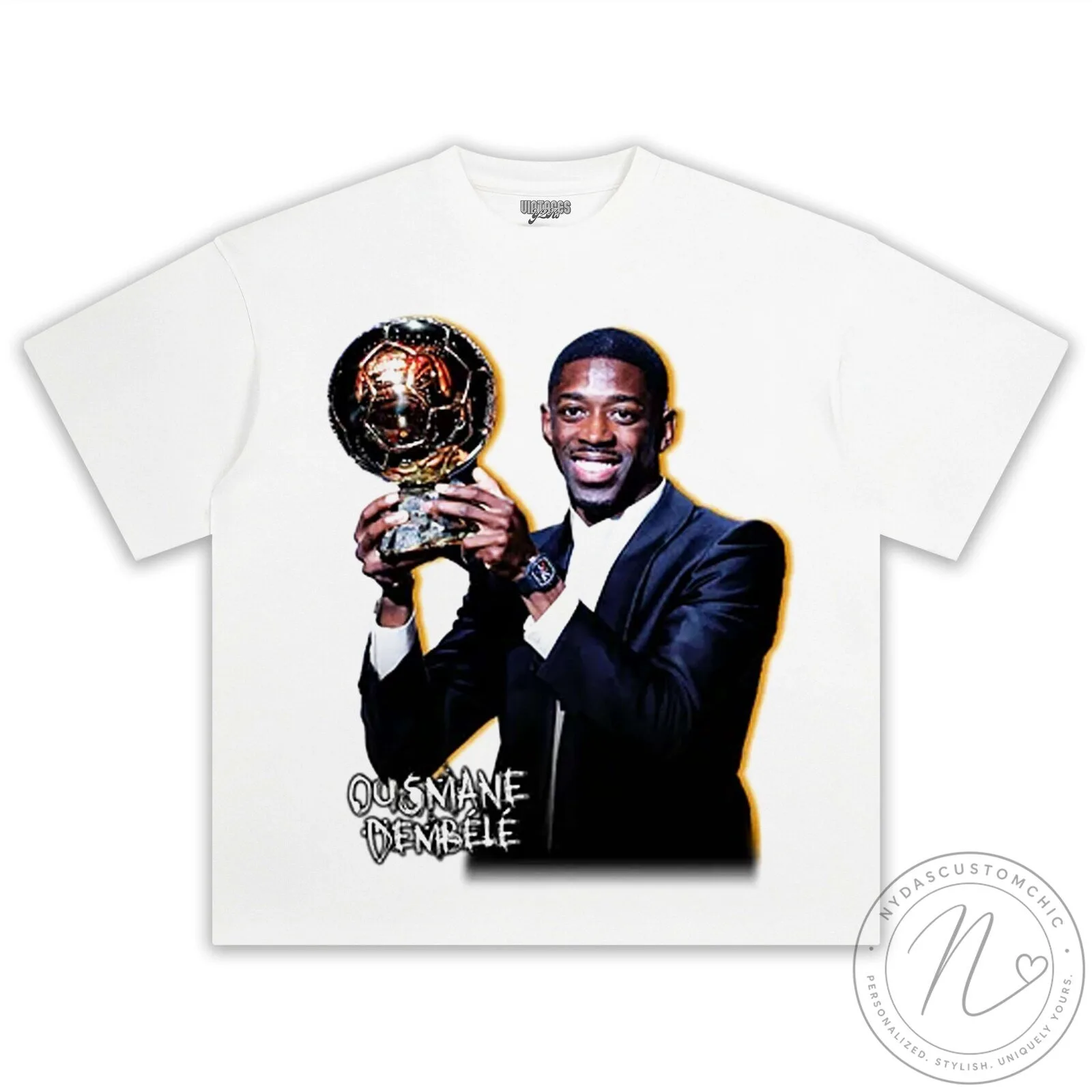 Ousmane Dembele Ballon d'Or Football Champion Black T-Shirt 22 Ousmane Dembele Ballon d
