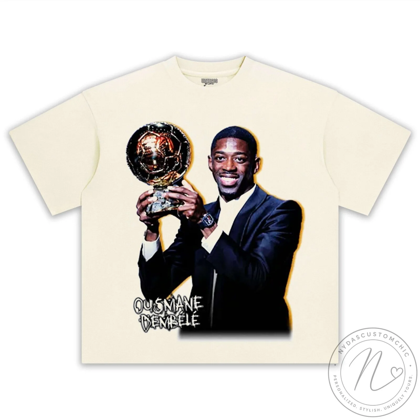Ousmane Dembele Ballon d'Or Football Champion Black T-Shirt 23 Ousmane Dembele Ballon d