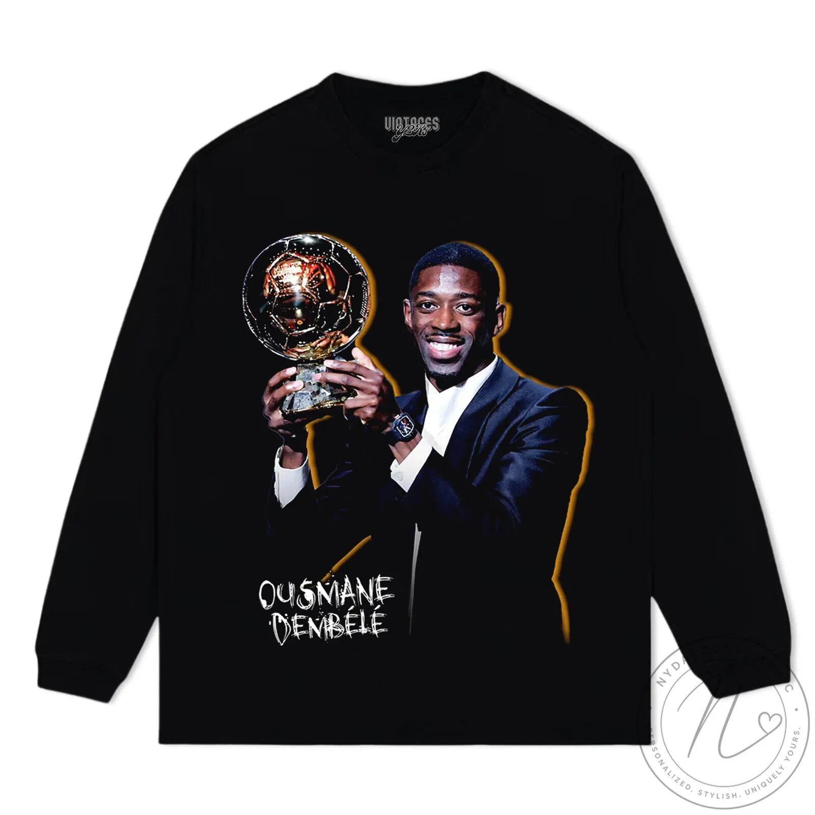 Ousmane Dembele Ballon d'Or Football Champion Black T-Shirt 24 Ousmane Dembele Ballon d