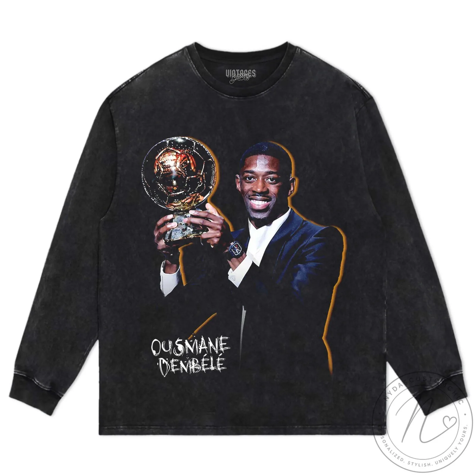 Ousmane Dembele Ballon d'Or Football Champion Black T-Shirt 33 Ousmane Dembele Ballon d