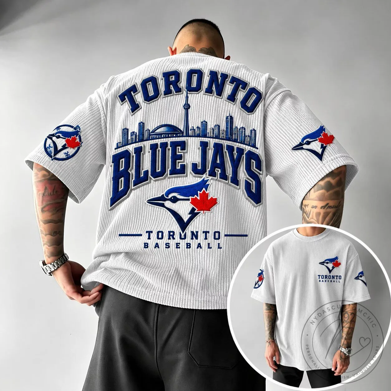 Toronto Blue Jays Baseball Team Skyline Graphic White Short-Sleeve T-Shirt