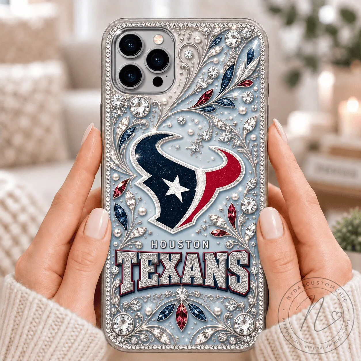 Houston Texans NFL Football Team Logo Rhinestone Crystal Phone Case
