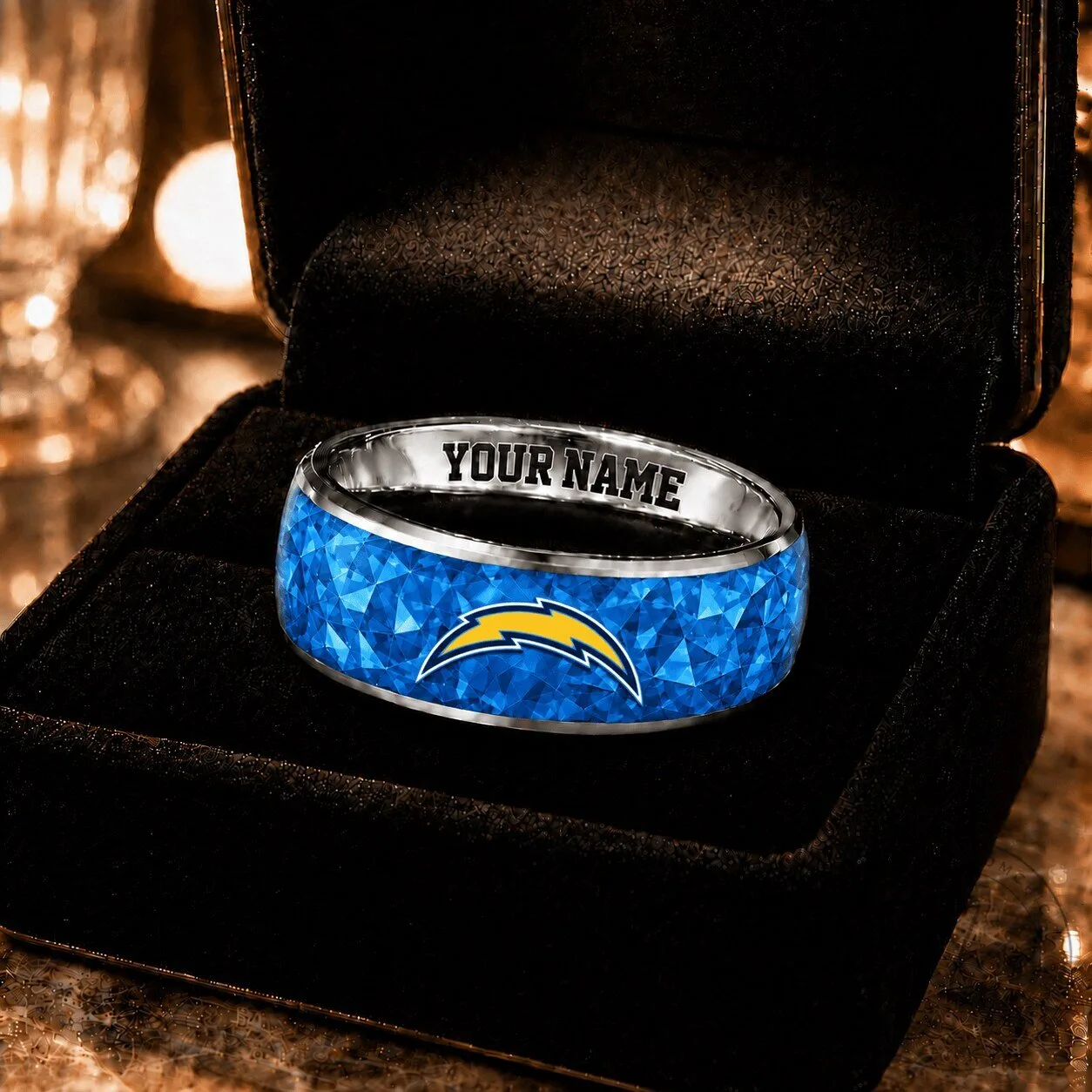 Los Angeles Chargers NFL Football Team Custom Name Blue Ring for Fan
