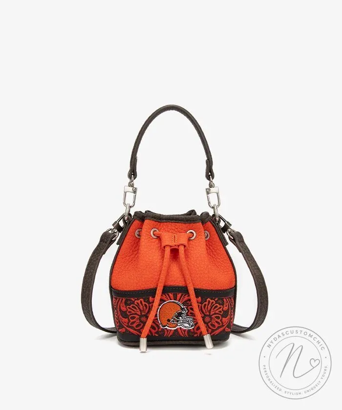 Cleveland Browns Floral Drawstring Bucket Bag, NFL Football Team Purse