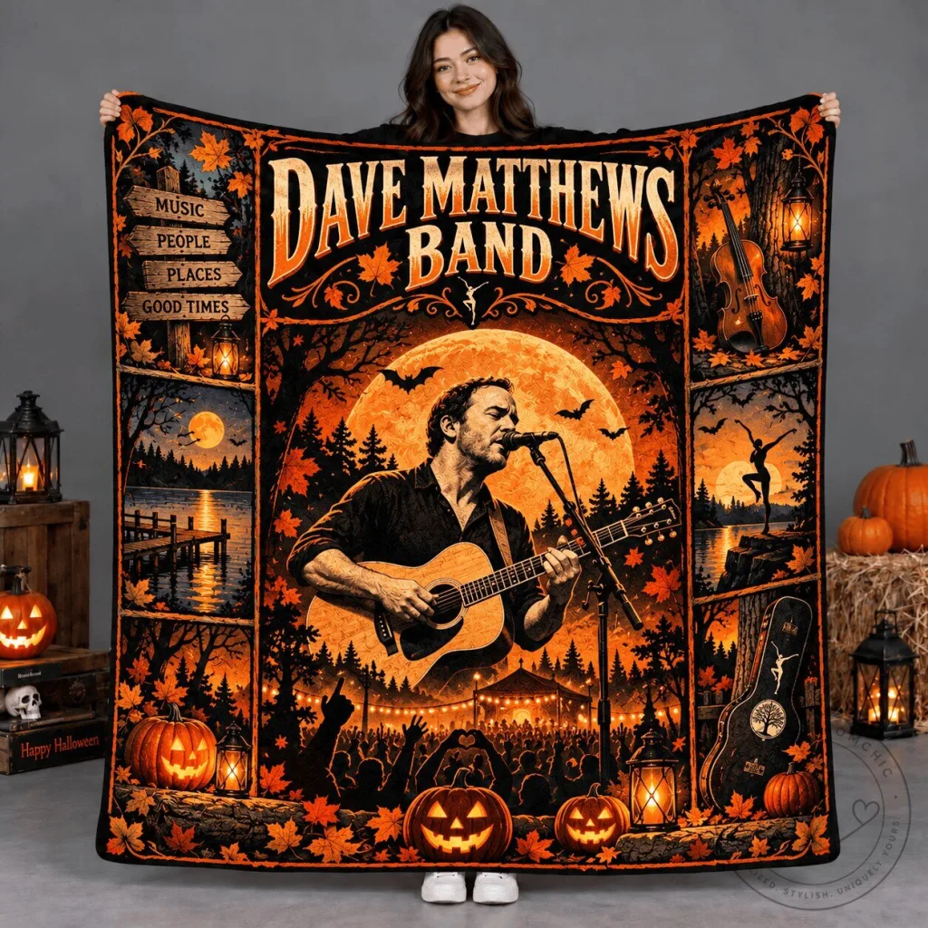 Dave Matthews Band Halloween Concert Orange Moon Fleece Blanket 50 Dave Matthews Band Halloween Concert Orange Moon Fleece Blanket