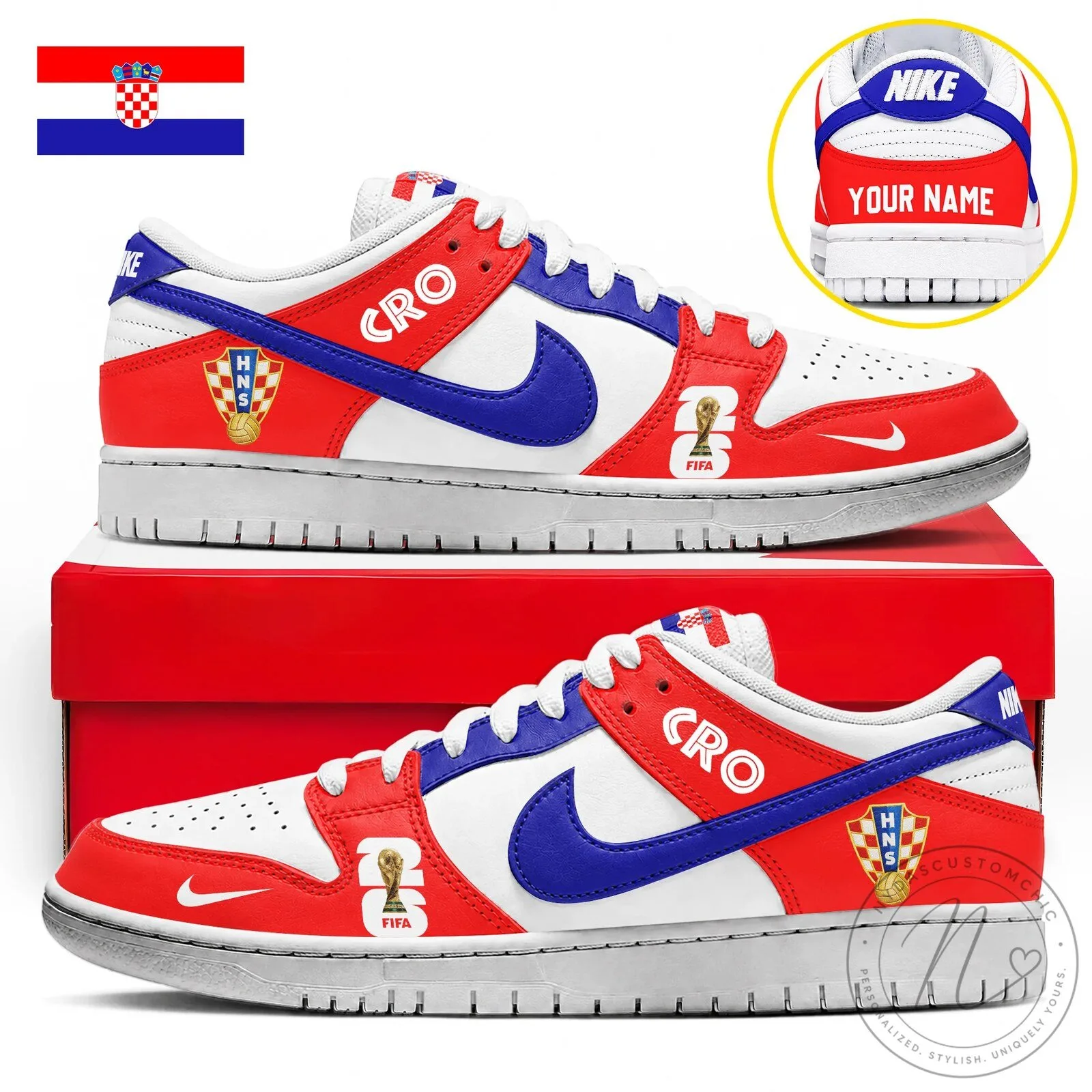 Croatia World Cup Soccer Team Red White Blue Dunk Low Shoes