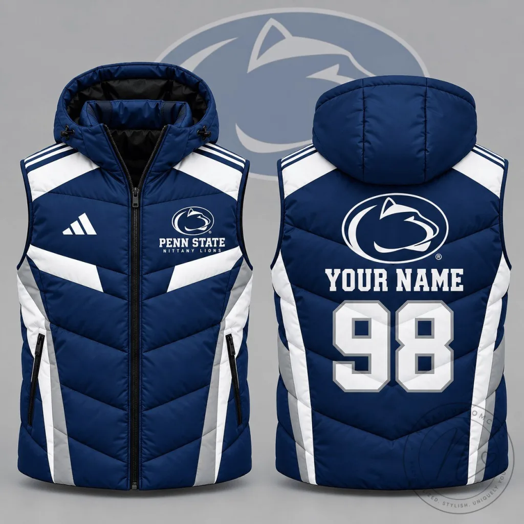 Penn State Nittany Lions Personalized Team Spirit Puffer Vest Penn State Nittany Lions Personalized Team Spirit Puffer Vest