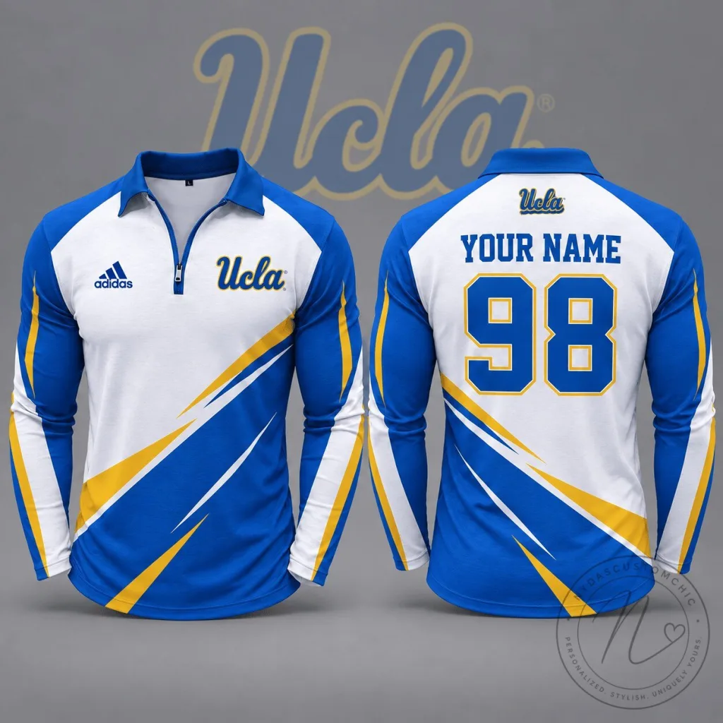 UCLA Bruins Personalized Name and Number Dynamic Strike Quarter Zip Long Sleeve Polo Shirt 31 UCLA Bruins Personalized Name and Number Dynamic Strike Quarter Zip Long Sleeve Polo Shirt