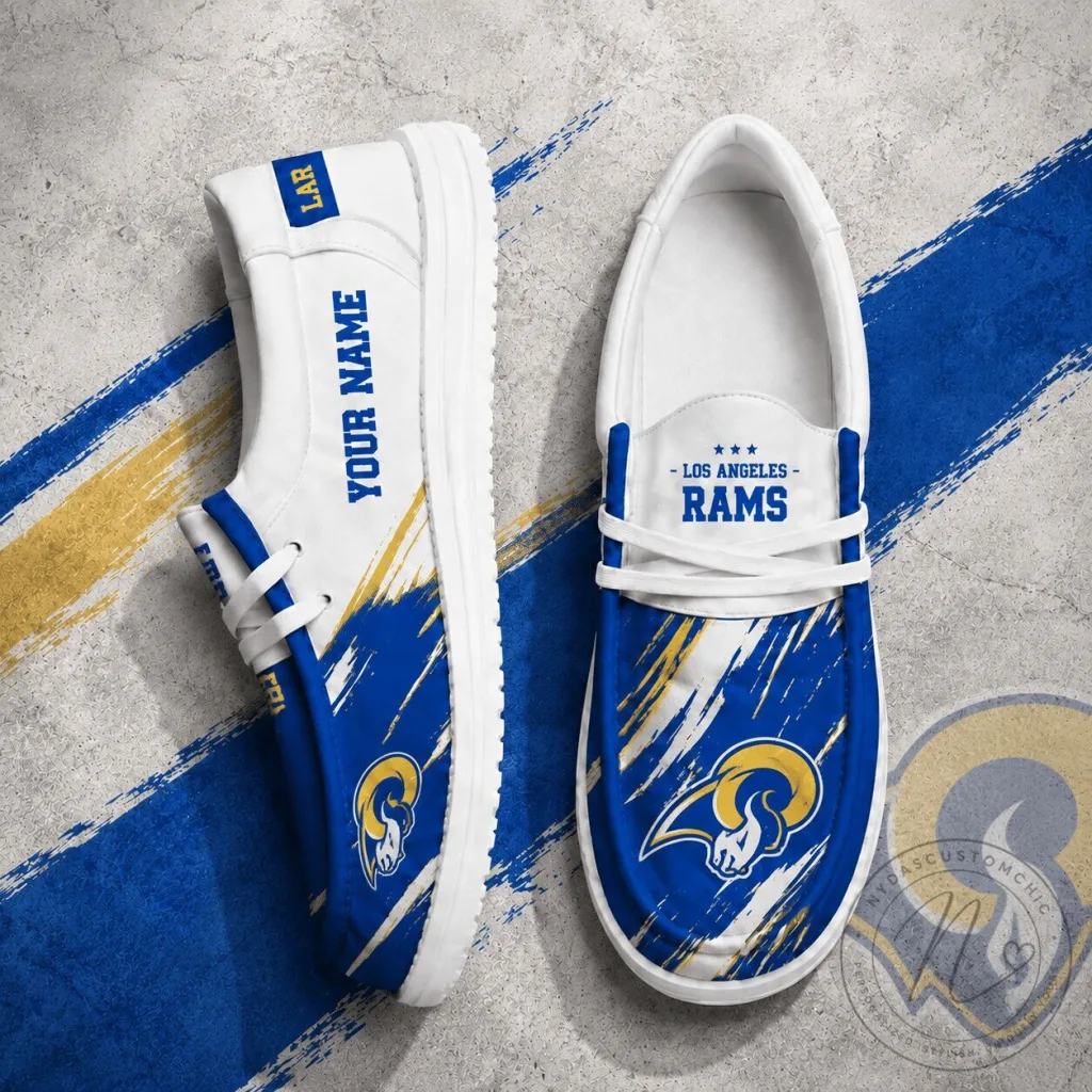 Los Angeles Rams Personalized Blue and Gold Fan Shoes Los Angeles Rams Personalized Blue and Gold Fan Shoes