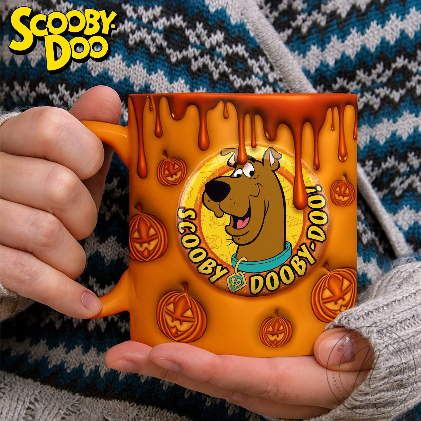 Ceramic Coffee Mug with Scooby-Doo Halloween Pumpkin Drips Design