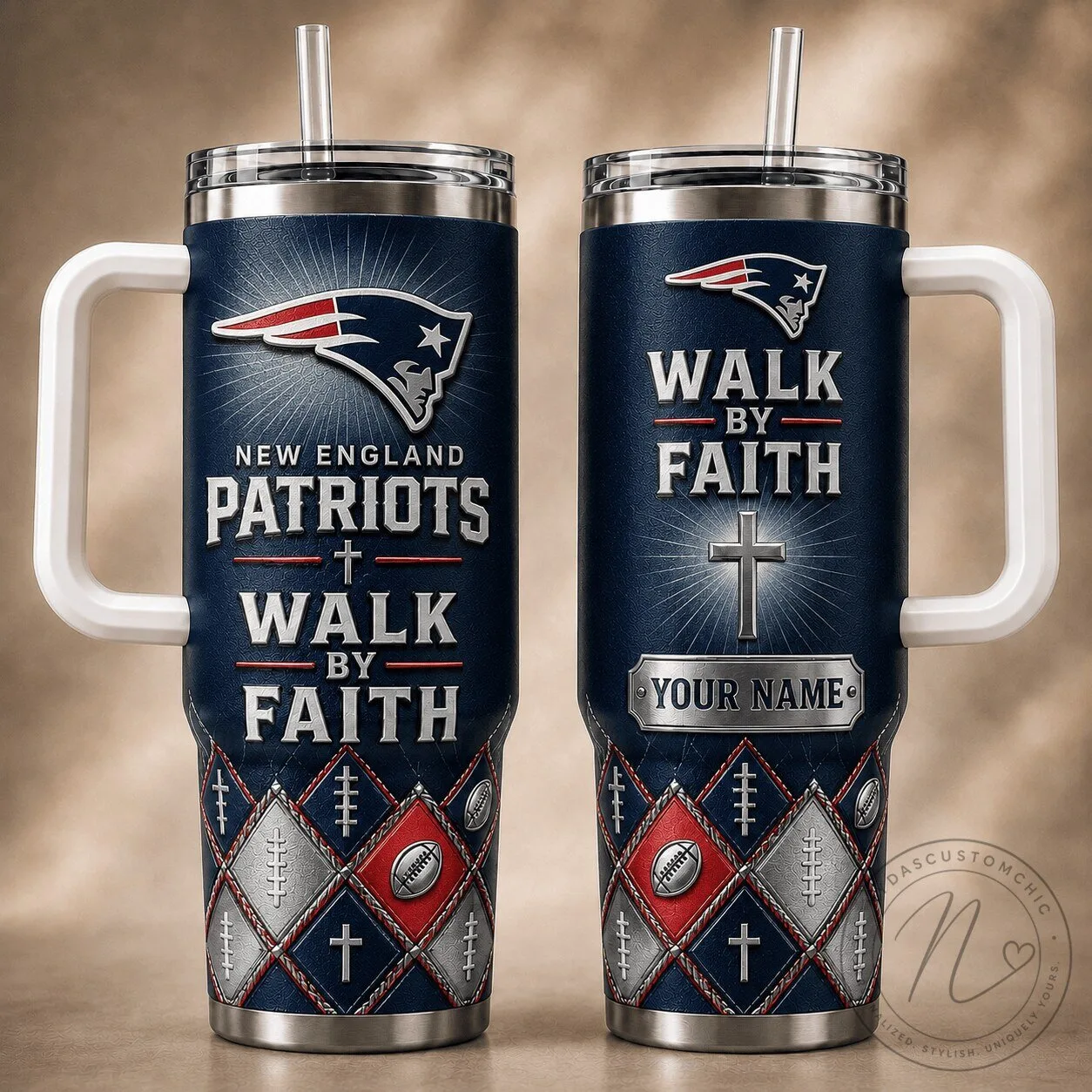 New England Patriots Walk By Faith Football Tumbler