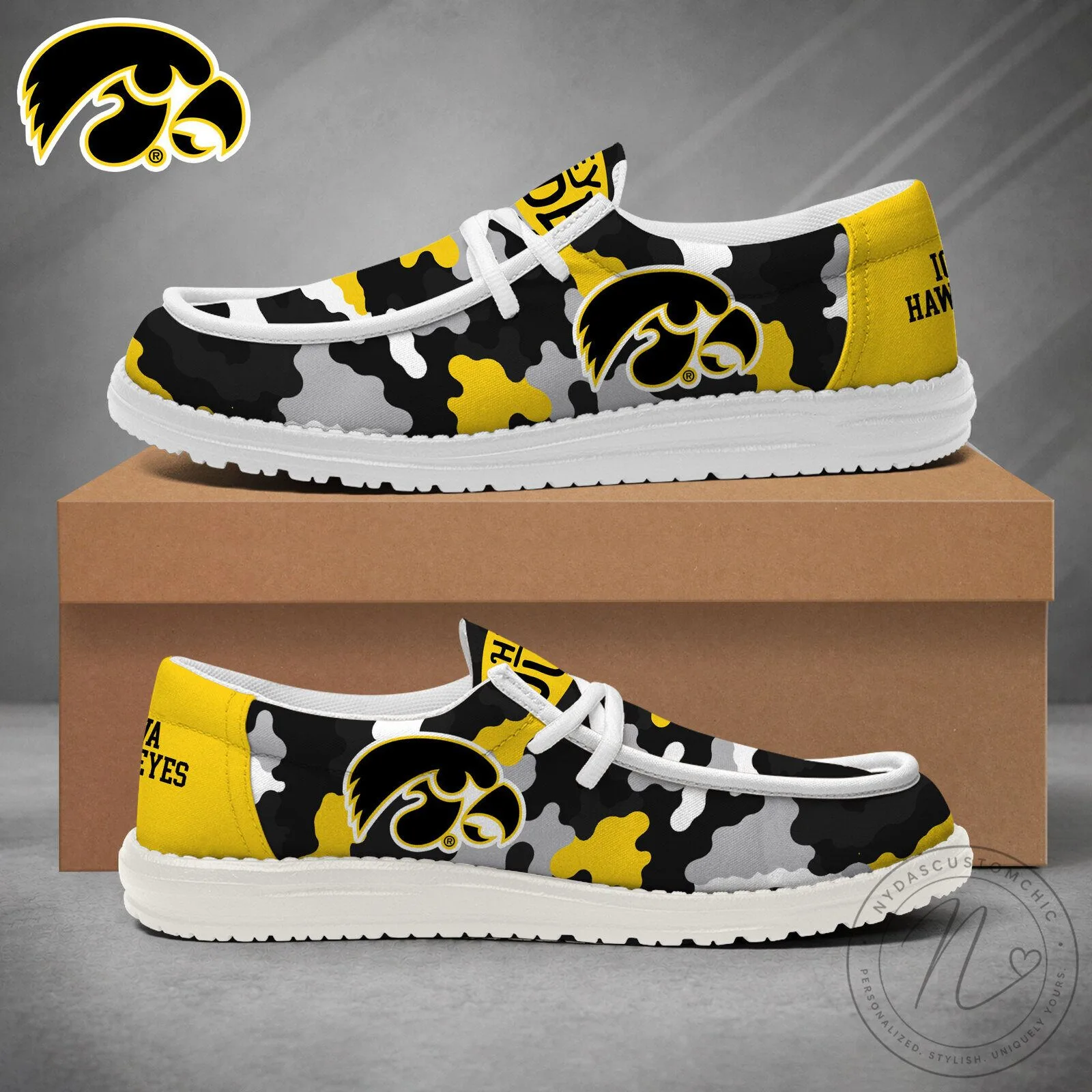 Iowa Hawkeyes NCAA Camouflage Game Day Loafer Shoes