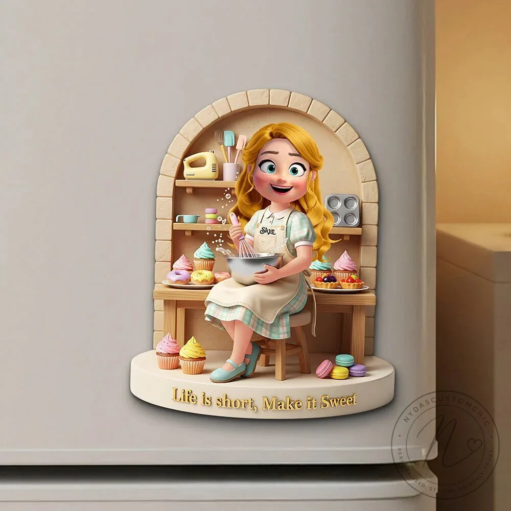 Sweet Baking Girl Personalized Refrigerator Magnet 82 Sweet Baking Girl Personalized Refrigerator Magnet