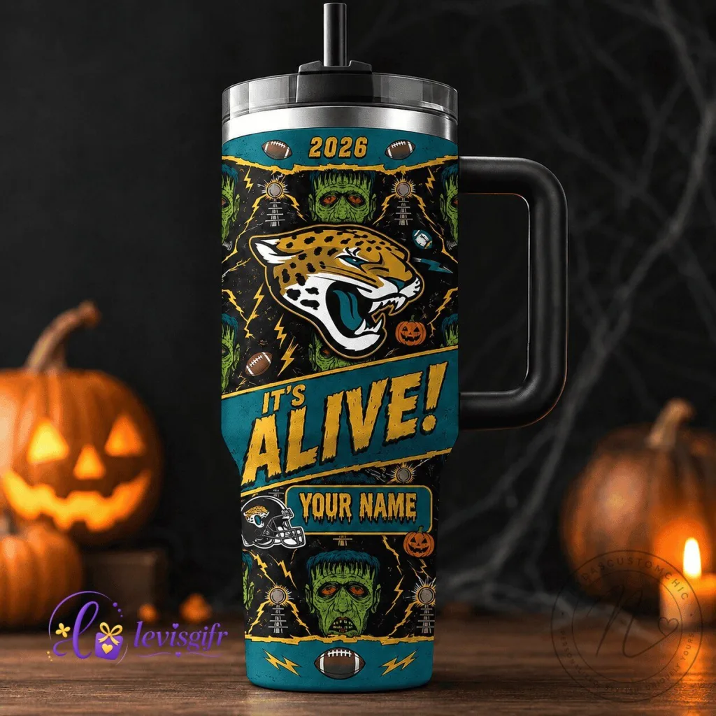 Jacksonville Jaguars Halloween Frankenstein Monster Tumbler Jacksonville Jaguars Halloween Frankenstein Monster Tumbler