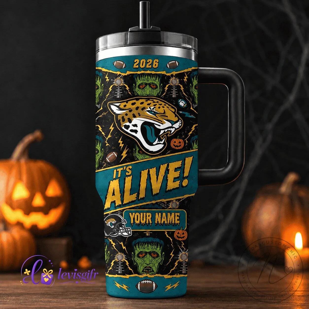 Jacksonville Jaguars Halloween Frankenstein Monster Tumbler