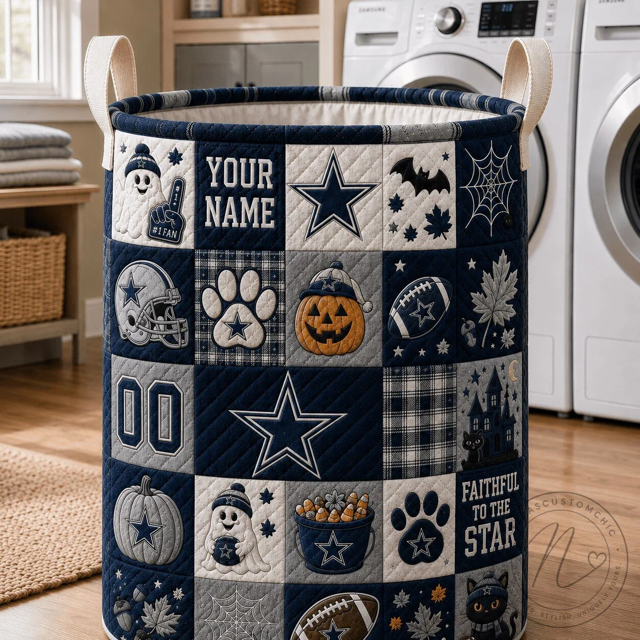 Dallas Cowboys Halloween Personalized Quilted Laundry Basket